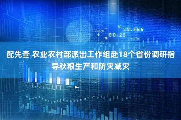 配先查 农业农村部派出工作组赴18个省份调研指导秋粮生产和防灾减灾